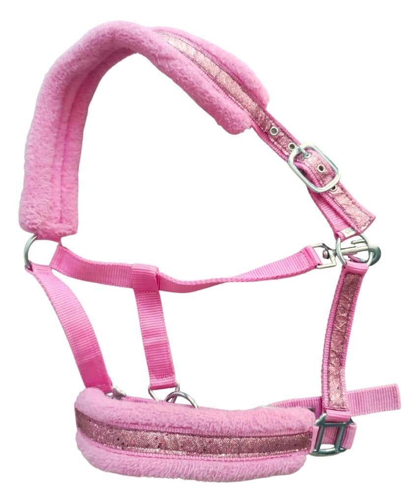 Halster roze bont en glitter maat cob, Ophalen of Verzenden, Roze, Halster, Cob
