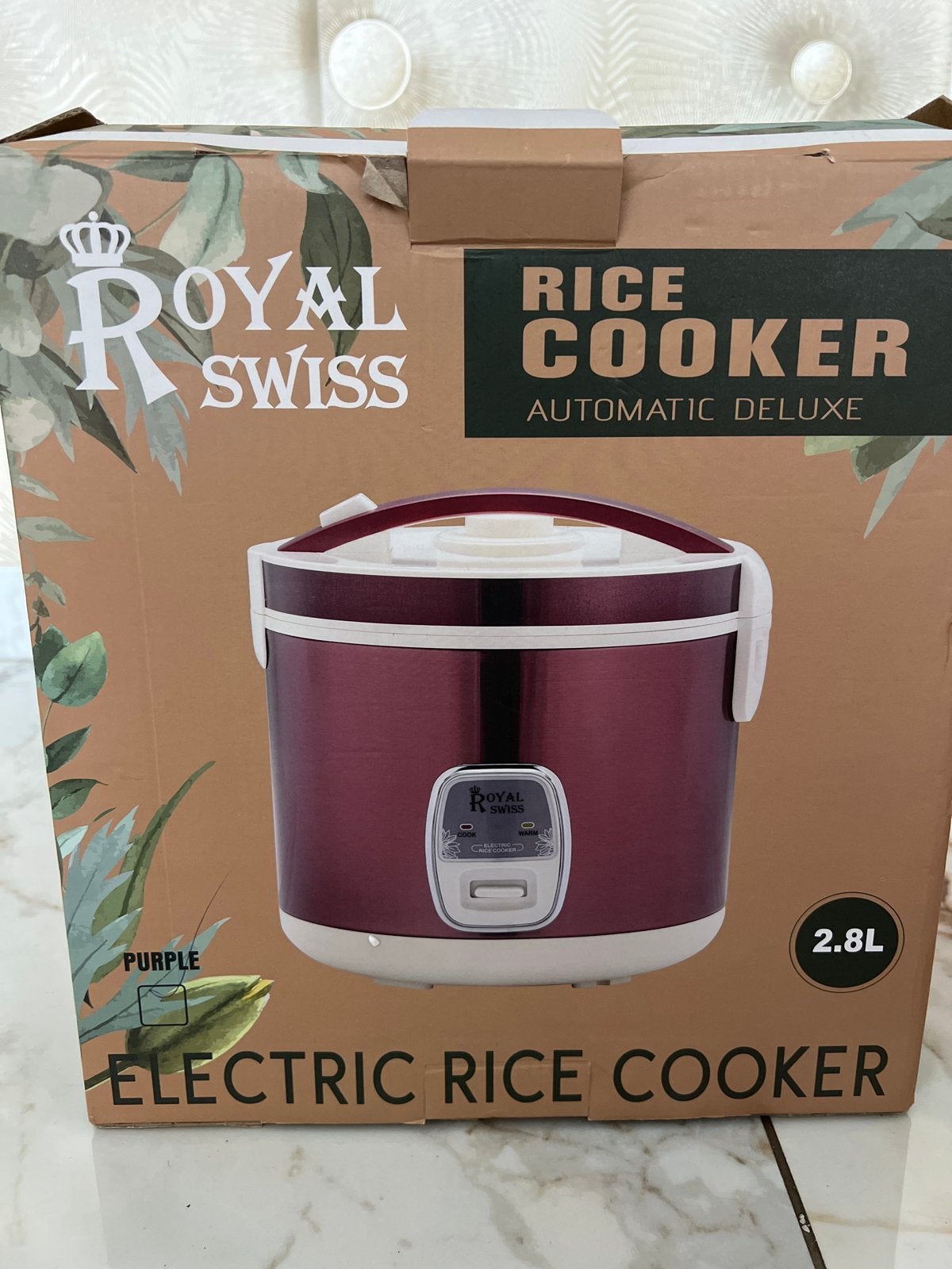 Royal Swiss Rijstkoker 2.8L - Automatisch Deluxe Paars, Witgoed en Apparatuur, Ophalen of Verzenden, Nieuw