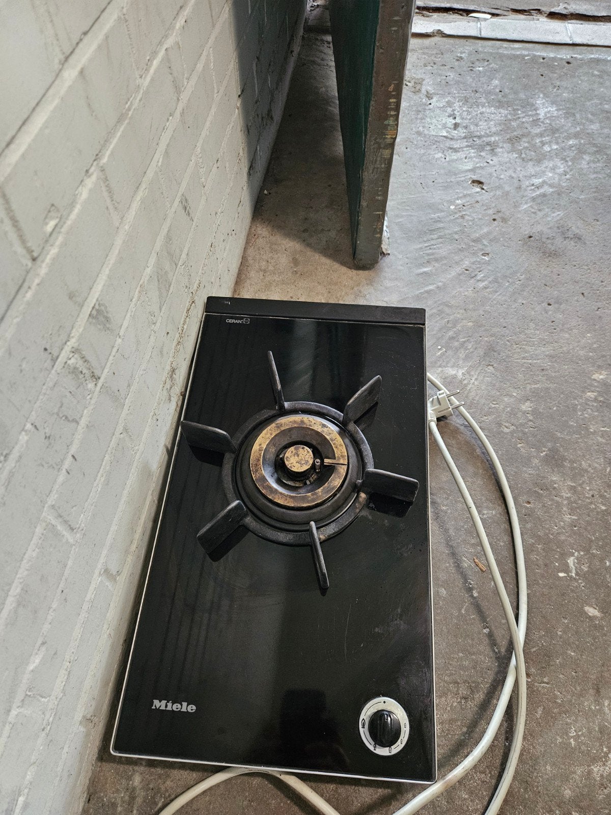 Miele KM 406 Gas Kookplaat - 1 Pit - Zwart, Witgoed en Apparatuur, Kookplaten, Gebruikt, 3 kookzones of minder, Ophalen of Verzenden