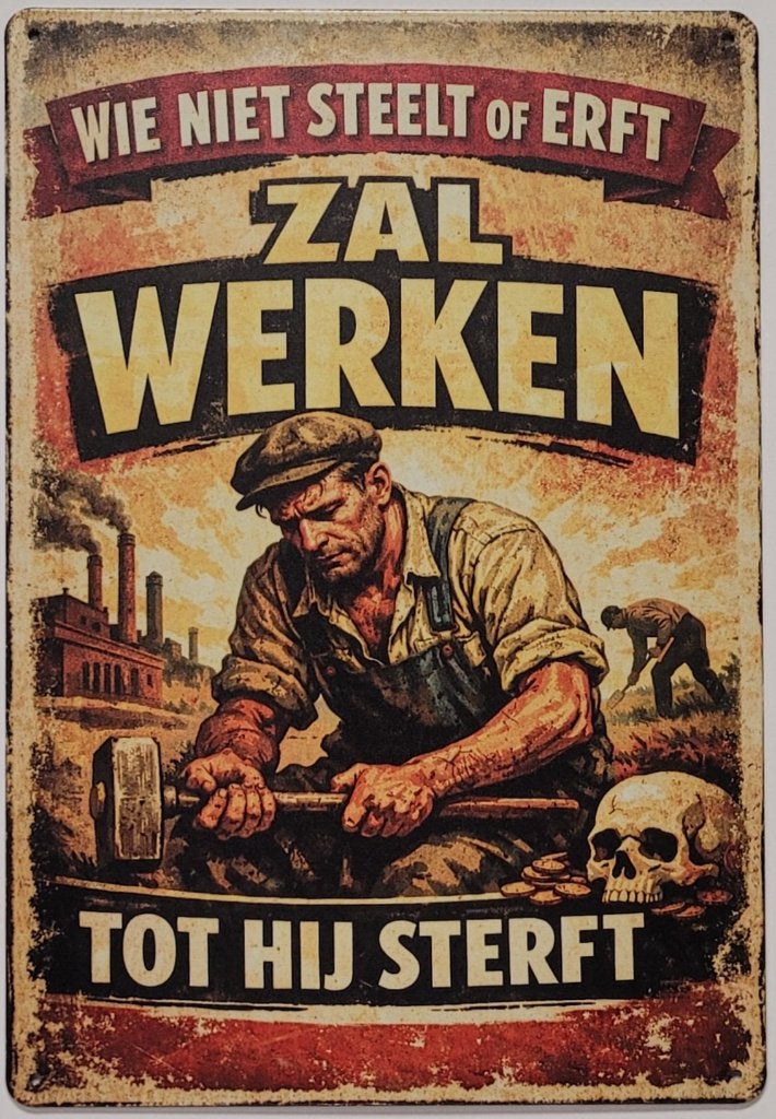Wie niet steelt of erft werken reclamebord van metaal deco, Info@deconoord.nl, Deco Noord, Nieuw, Ophalen of Verzenden