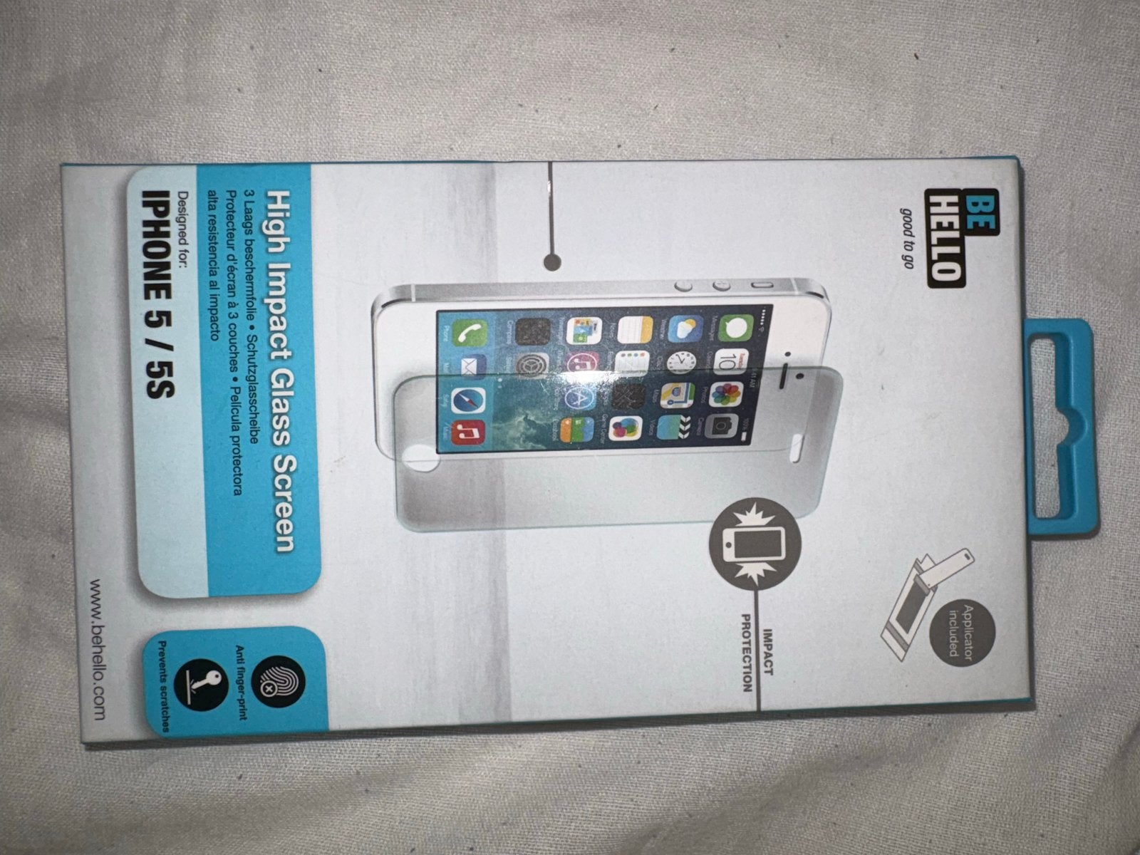 Be Hello High Impact Glass Screen Protector iPhone 5/5S, Telecommunicatie, IPhone 5, Krasbestendig, Overige merken, Nieuw