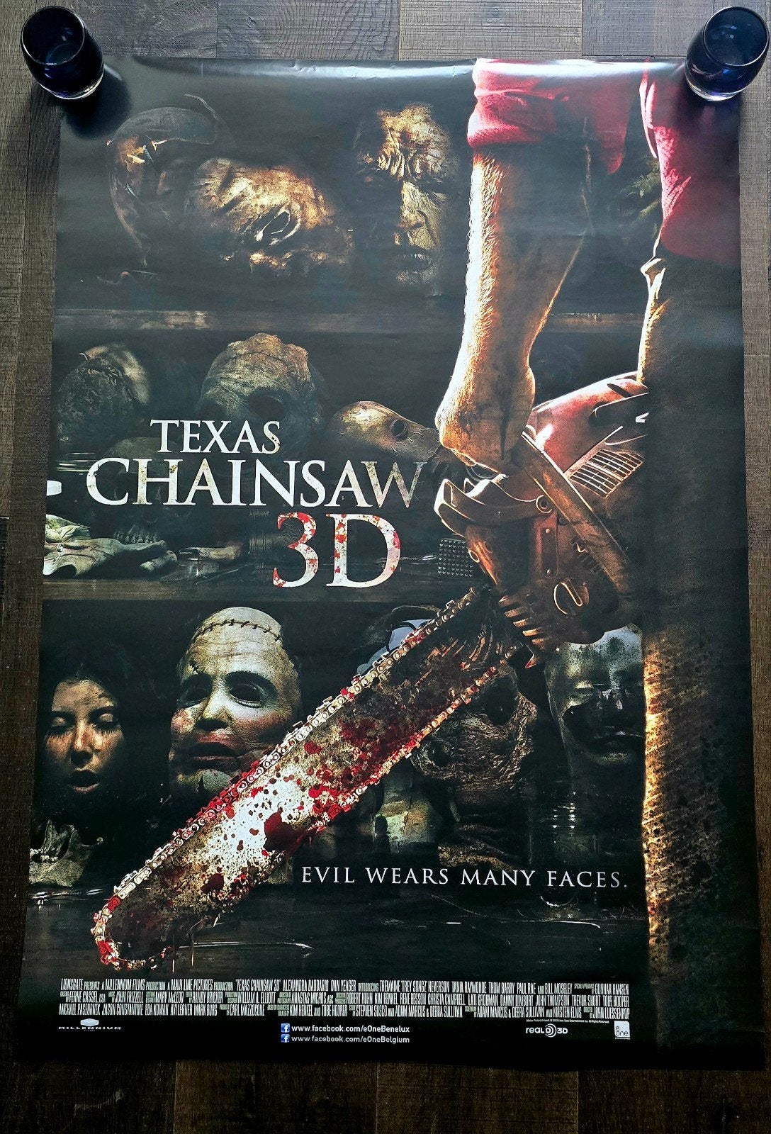 lichtbak filmposter Texas Chainsaw Massacre 3D, Deurposter of groter, Ophalen of Verzenden, Zo goed als nieuw, Film en Tv