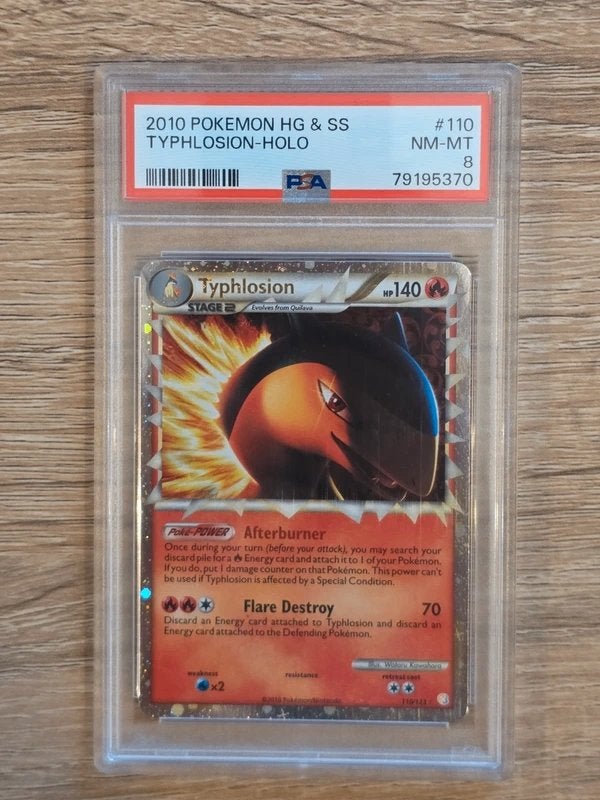 Pokemon Typhlosion Prime PSA 8, Ophalen of Verzenden, Zo goed als nieuw, Losse kaart, Foil