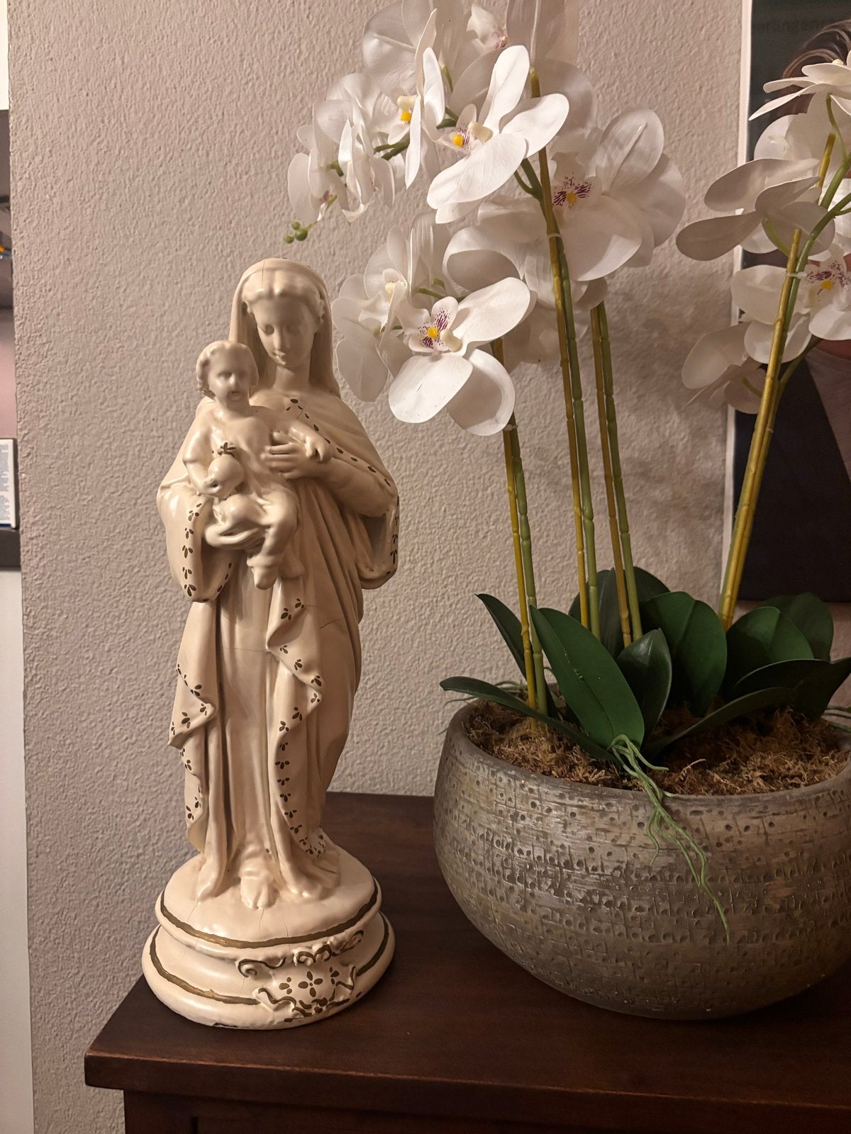 Gipsen beeld Maria met kind - 45 cm hoog, Ophalen