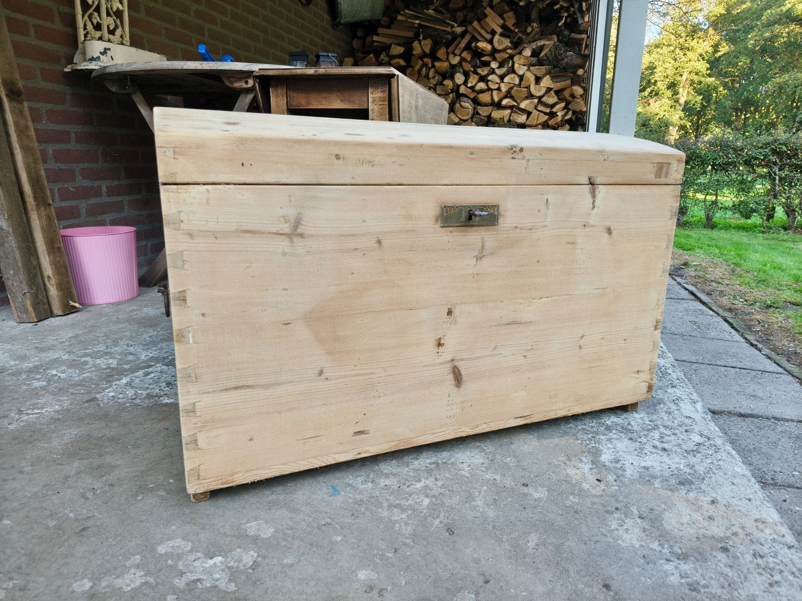 Houten Deken-/Speelgoedkist - Vintage Opbergkist, Ophalen, 50 – 75, Gebruikt, 100 tot 150 cm
