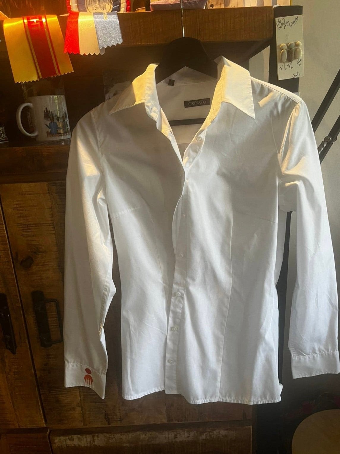 BUAS Hotelschool Breda damesblouse mt 36, Ophalen of Verzenden, Zo goed als nieuw, Maat 36 (S), Oranje