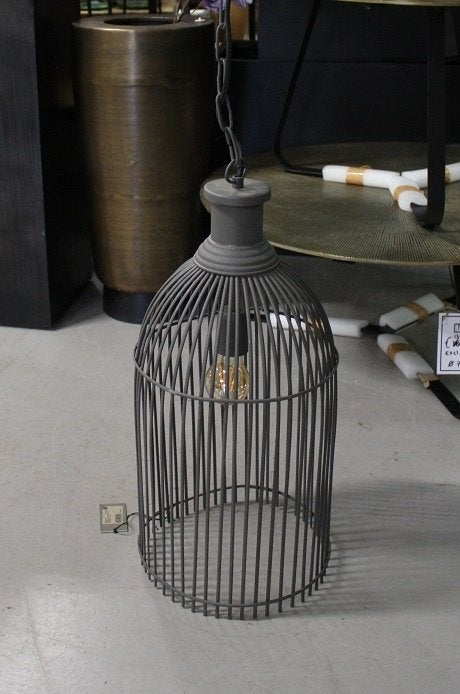 Hippe open hanglamp Marinka Light & Living grijs metaal, Ophalen of Verzenden, Zo goed als nieuw, Metaal, E27 (groot)