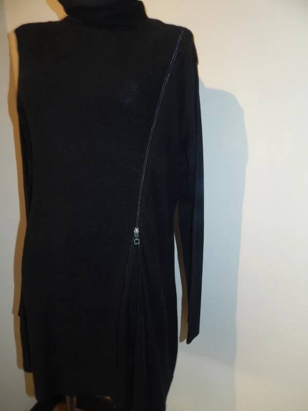 Sarah Pacini gebreide jurk aparte rits kol oa alpaca M, Kleding | Dames, Jurken, Maat 38/40 (M), Verzenden, Sarah Pacini, Zwart