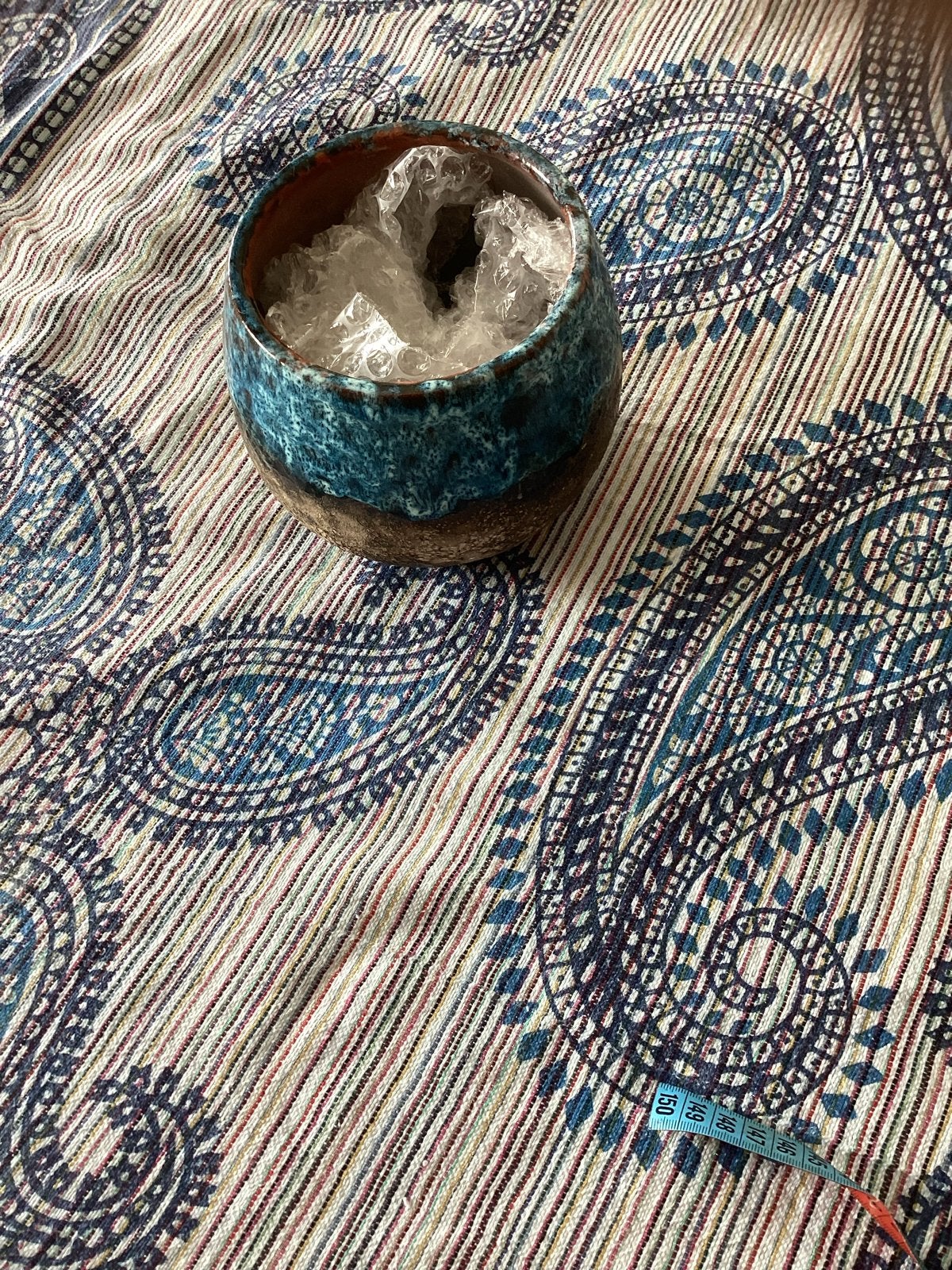 Mooie bloempot in blauw en bruin, Rond, Binnen, Ophalen of Verzenden, Zo goed als nieuw