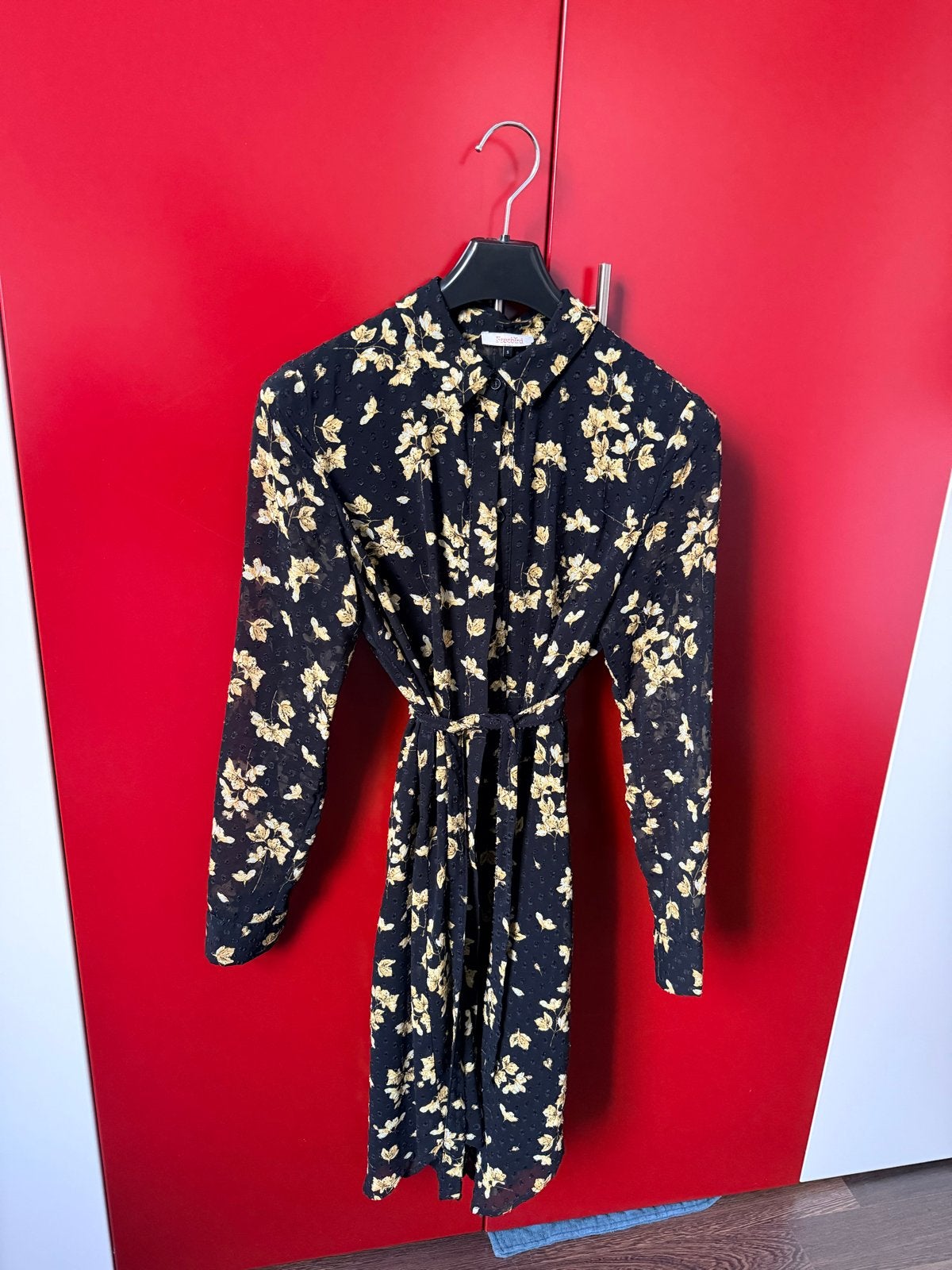 FREEBIRD - jurk zwart met bloemenprint - maat S, Zwart, Ophalen of Verzenden, Maat 36 (S), Gedragen