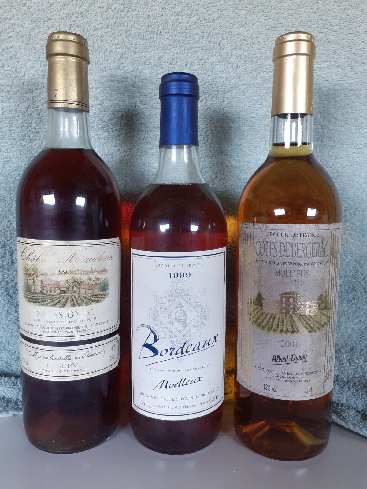 3 Flessen Franse Wijn - o.a. Moelleux, Overige gebieden, Overige typen, Ophalen of Verzenden, Zo goed als nieuw