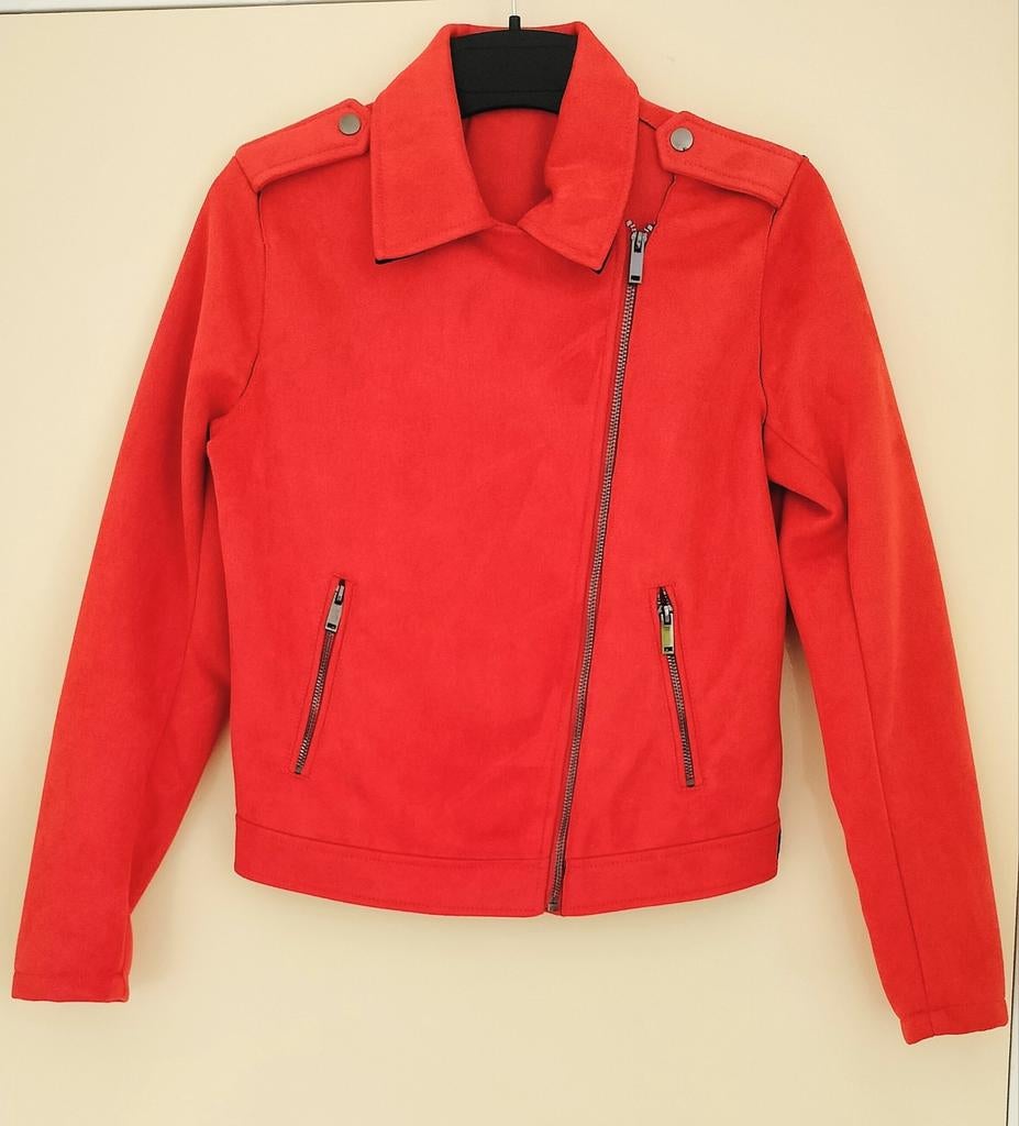 Rood suède look biker jack! (NIEUW!), Ophalen of Verzenden, Nieuw, Maat 36 (S), Rood