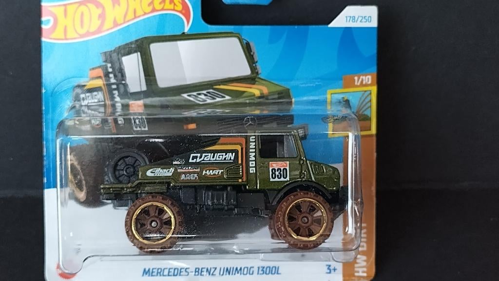 Mercedes Benz Unimog u1300 green 3inch Hotwheels Pol, 1186 Mj 1 nl, Auto, Nieuw, Ophalen of Verzenden
