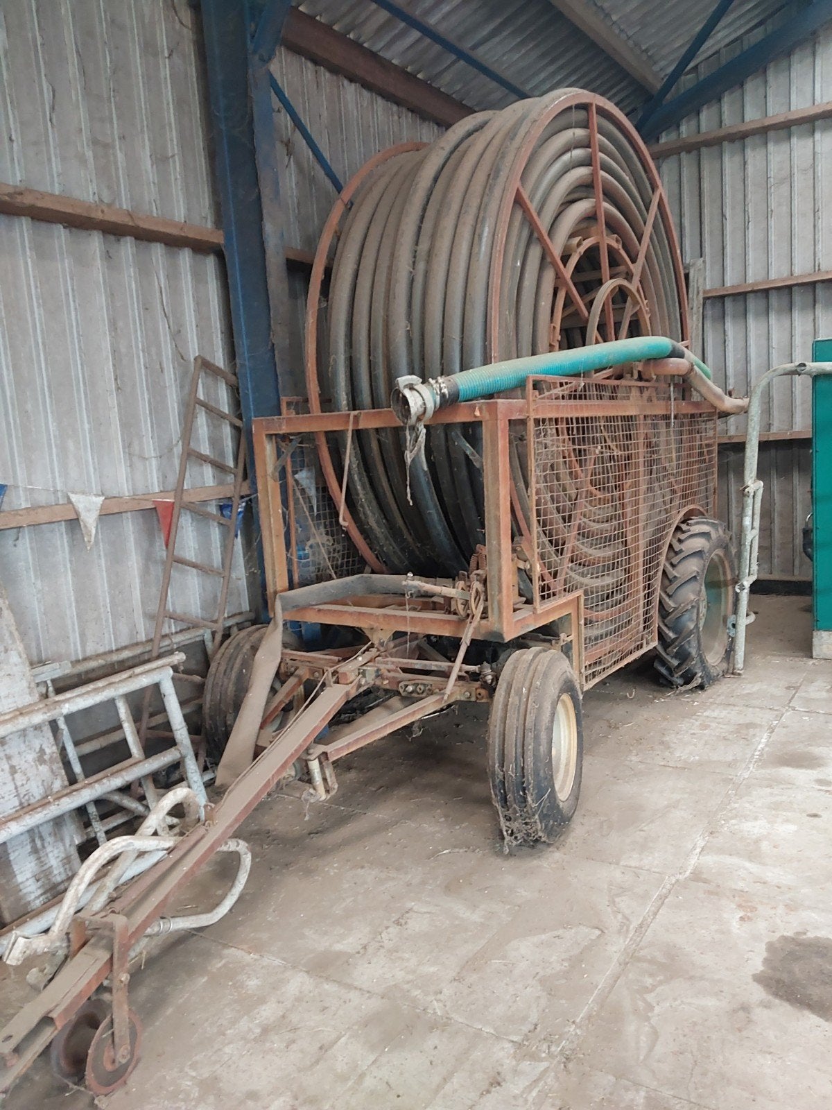 Fasterhold regenhaspel met trekkerpomp, Ophalen, Akkerbouw, Beregening en Drainage