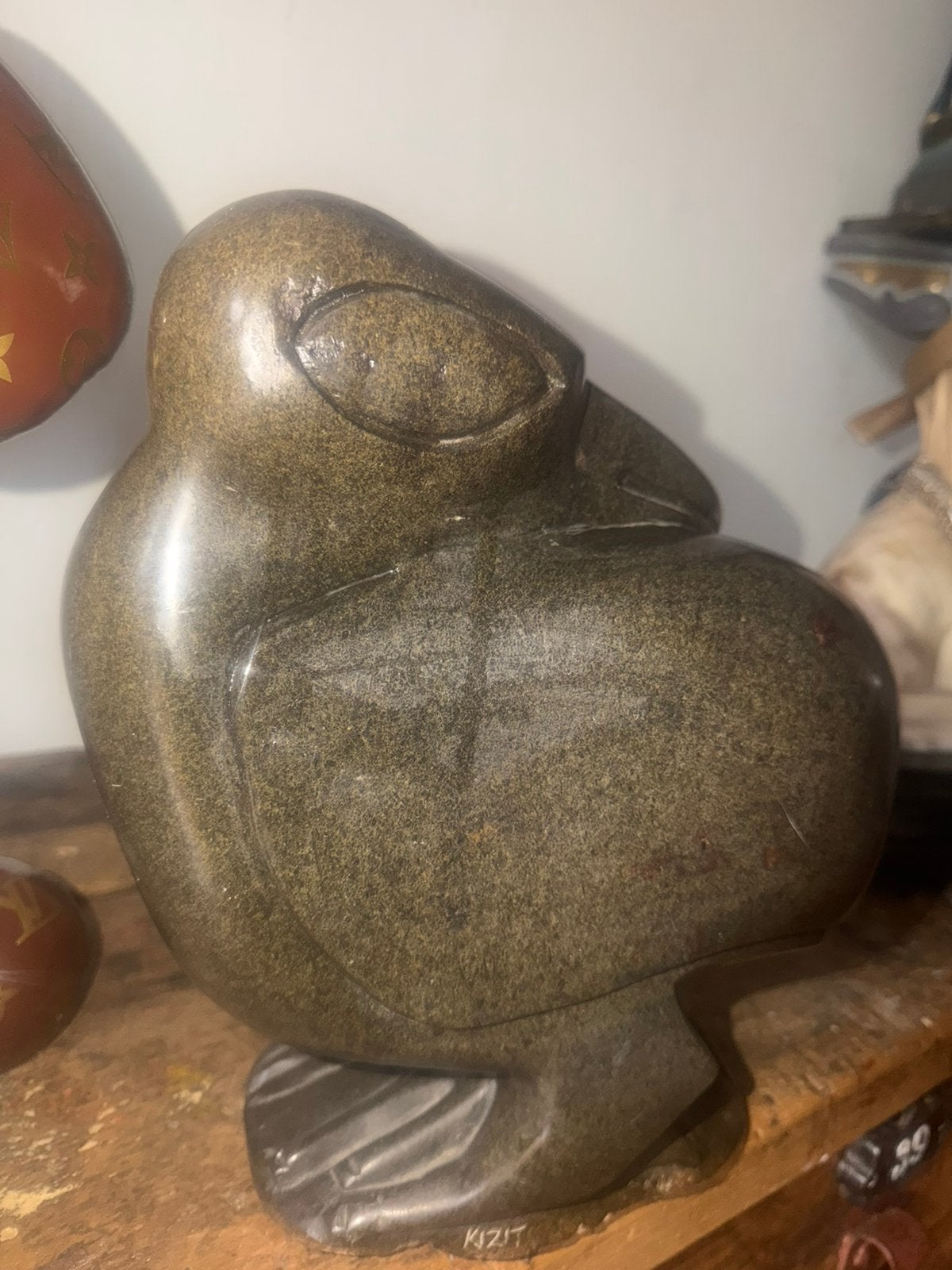 Zeer zwaar beeld gesigneerd art deco vogel, Art deco, Ophalen of Verzenden, Steen of Keramiek, Beeld