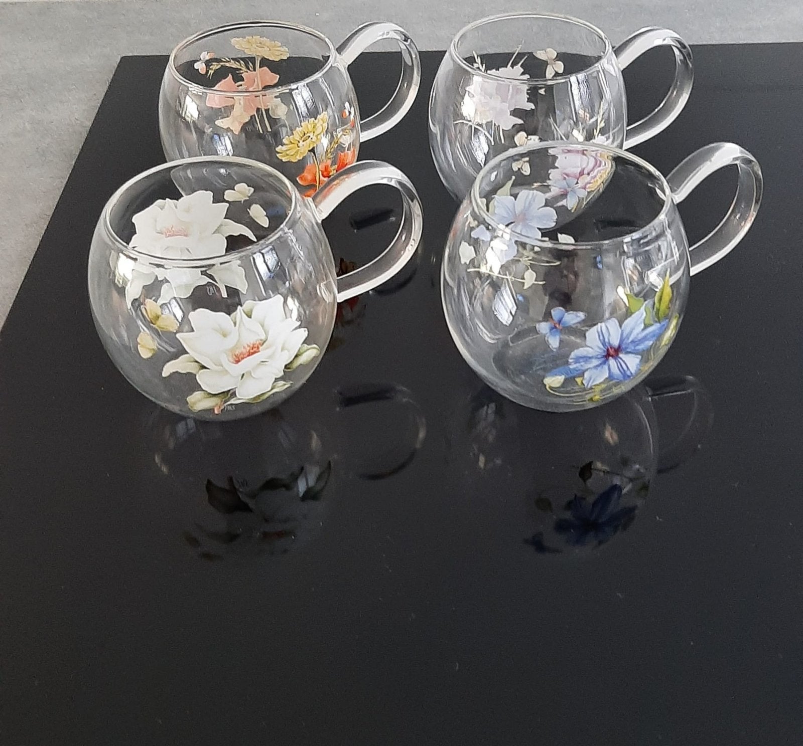 JBS theeglazen bloemen Janneke Brinkman glazen thee kopjes, Glas of Glazen, Ophalen of Verzenden, Overige stijlen, Glas