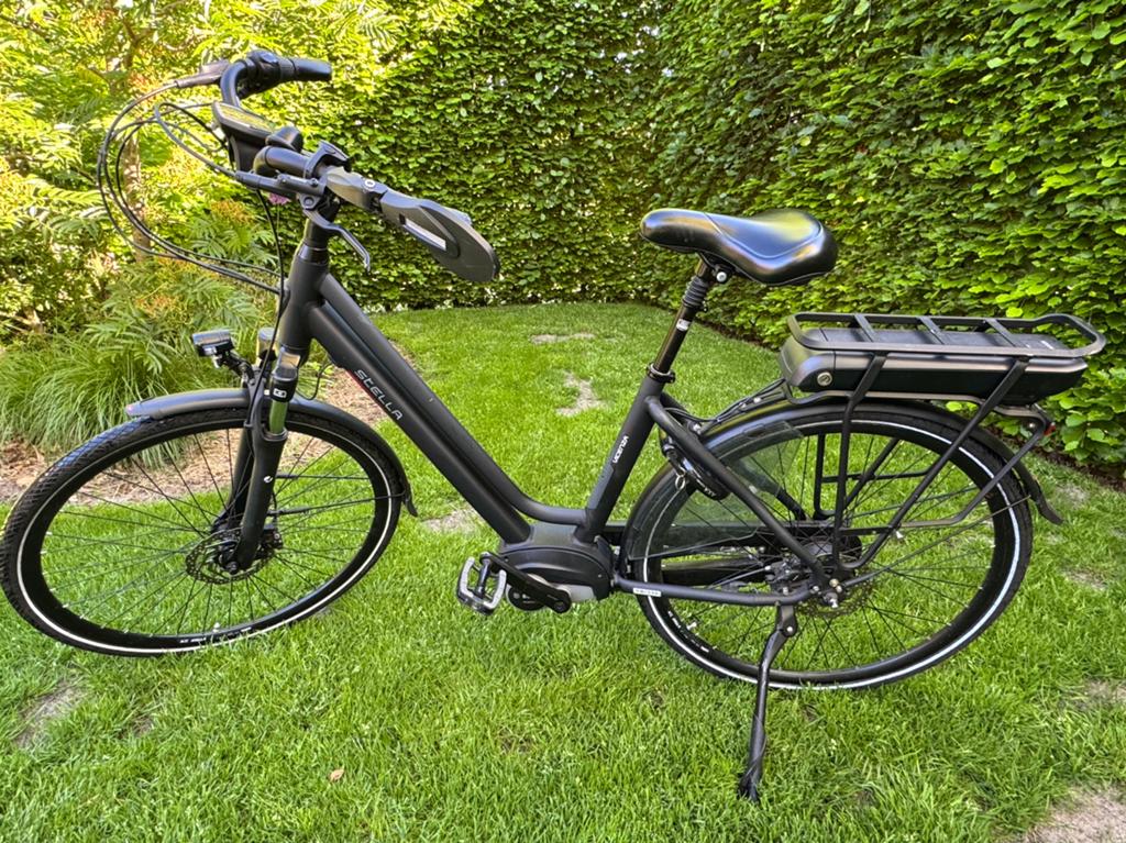 Elektrische fiets - Stella Vicenza Black MDB superior, Gebruikt, 47 tot 51 cm, 30 tot 50 km per accu, Ophalen
