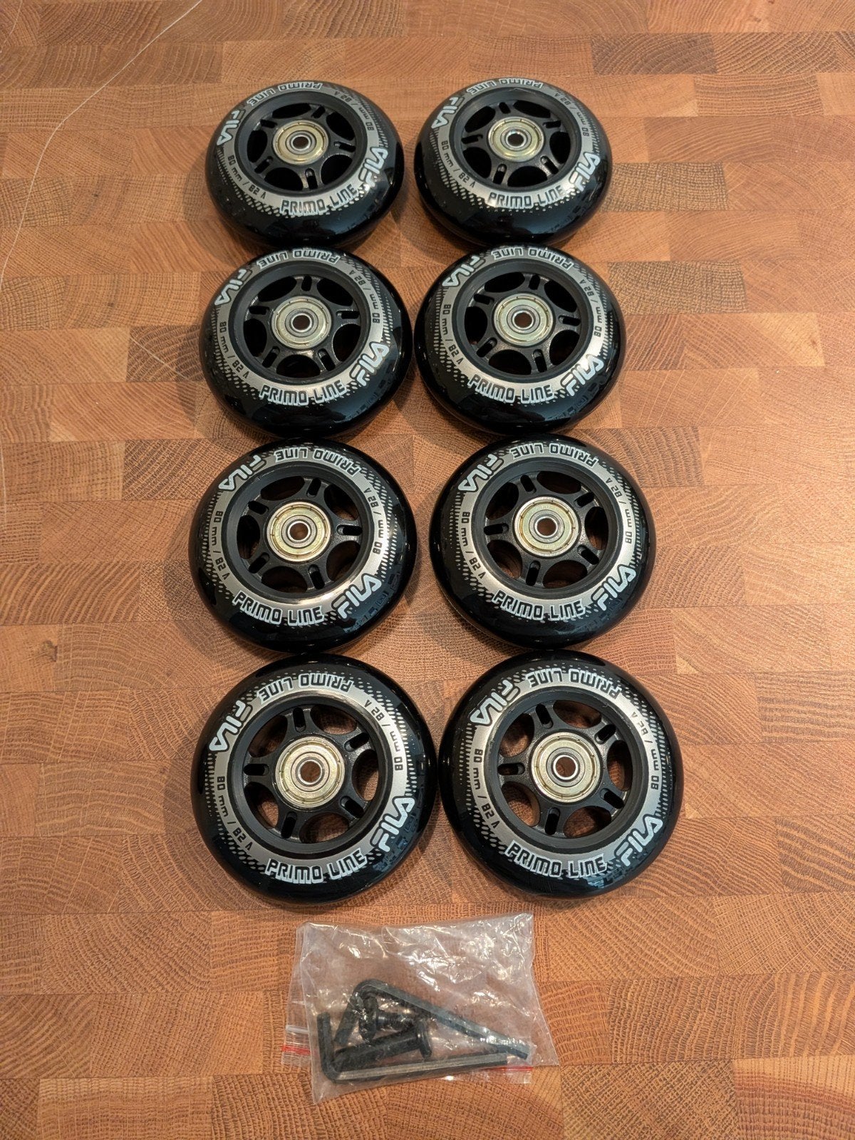 8 FILA wielen 80mm/82A ABEC 5 voor skates/step, Ophalen of Verzenden, Nieuw, Overige typen, Overige merken