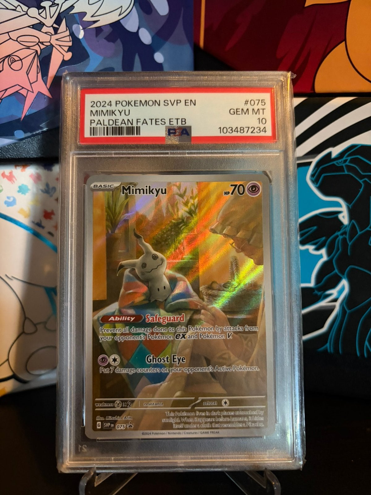 Pokemon Mimikyu PSA 10 - Paldean Fates, Ophalen of Verzenden, Zo goed als nieuw, Losse kaart, Foil