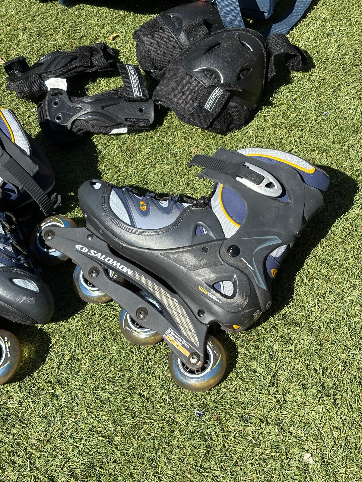 Salomon inline skates met bescherming en tas - Maat 46 1/3, Sport en Fitness, Skeelers, Ophalen, Gebruikt, Heren, Salomon
