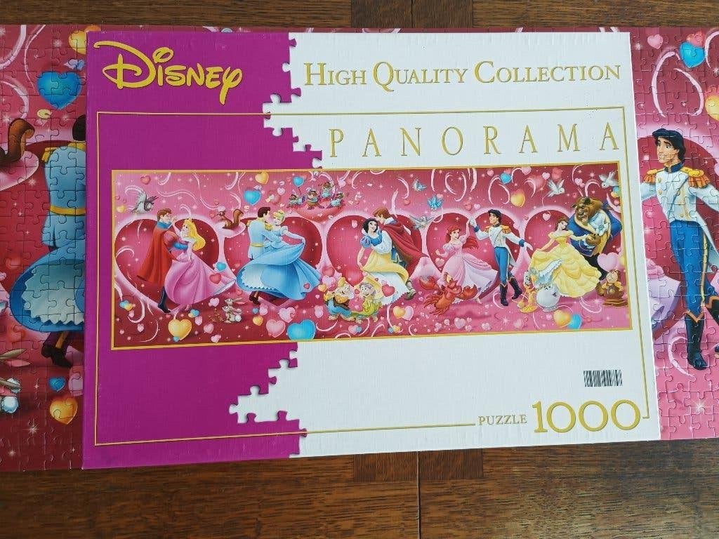 Disney Panorama Legpuzzel 1000 stukjes - Prinsessen, Ophalen of Verzenden, 500 t/m 1500 stukjes, Zo goed als nieuw, Legpuzzel