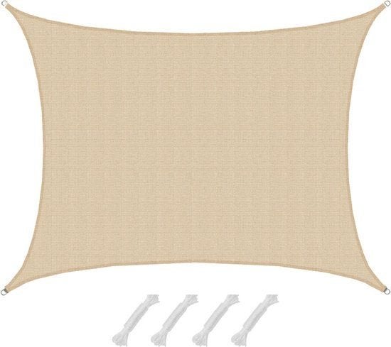 schaduwdoek 7x5 ecru, Tuin en Terras, Schaduwdoeken, Ophalen of Verzenden, Zo goed als nieuw
