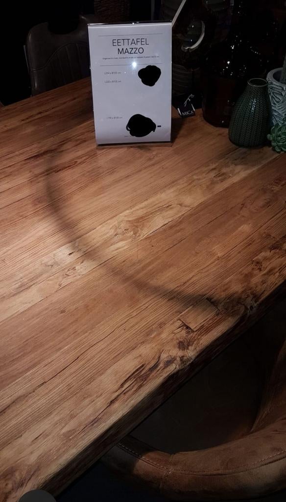 Robuuste Mazzo eettafel van teakhout met metalen onderstel., Ophalen, Zo goed als nieuw, 200 cm of meer, Vier personen