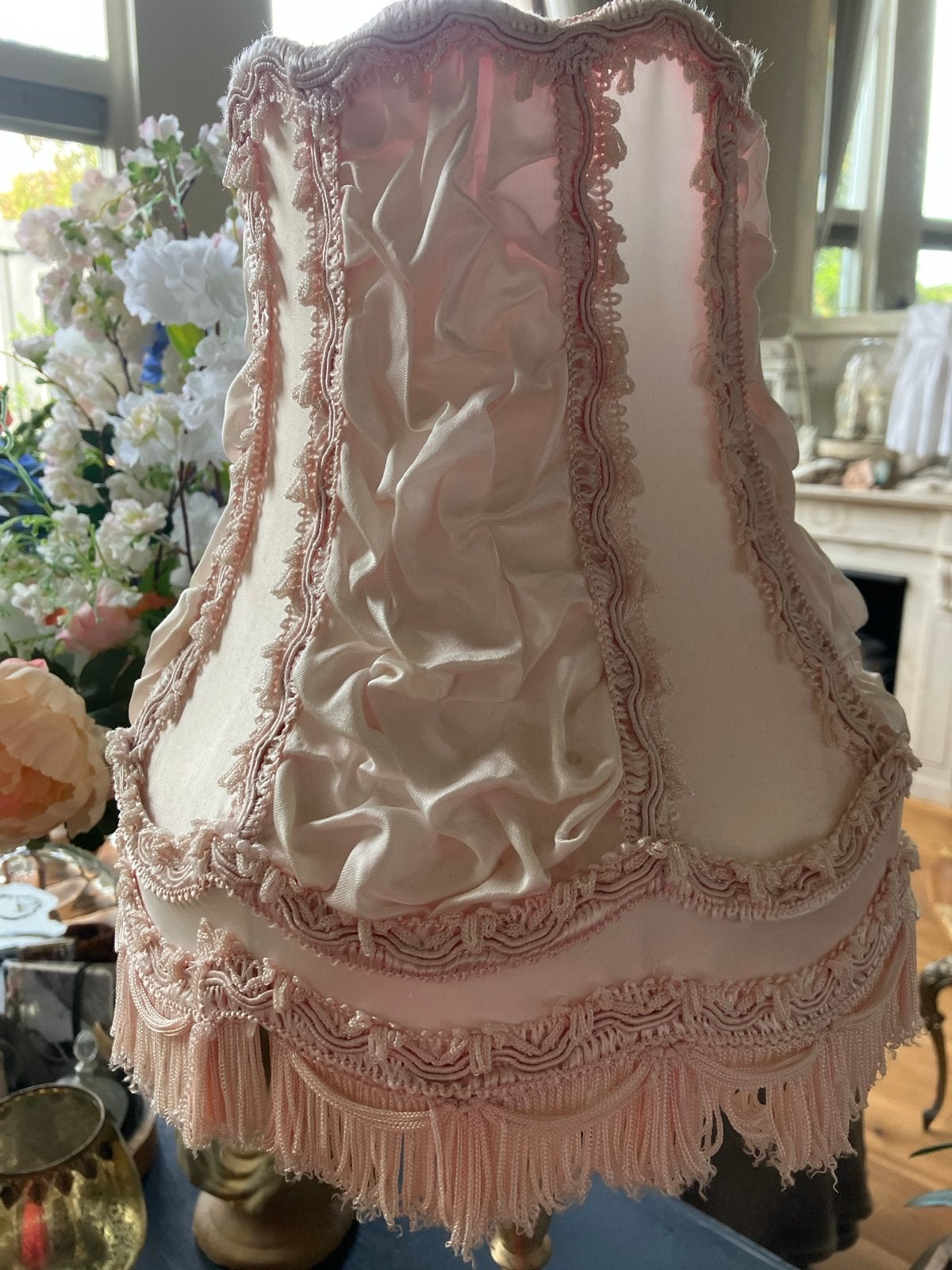 Vintage Roze Lampenkap met Franjes, Huis en Inrichting, Ophalen, Overige merken, Roze, Textiel