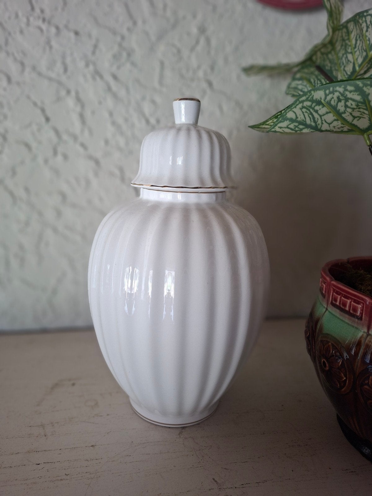 Vintage witte porseleinen dekselvaas, Ophalen
