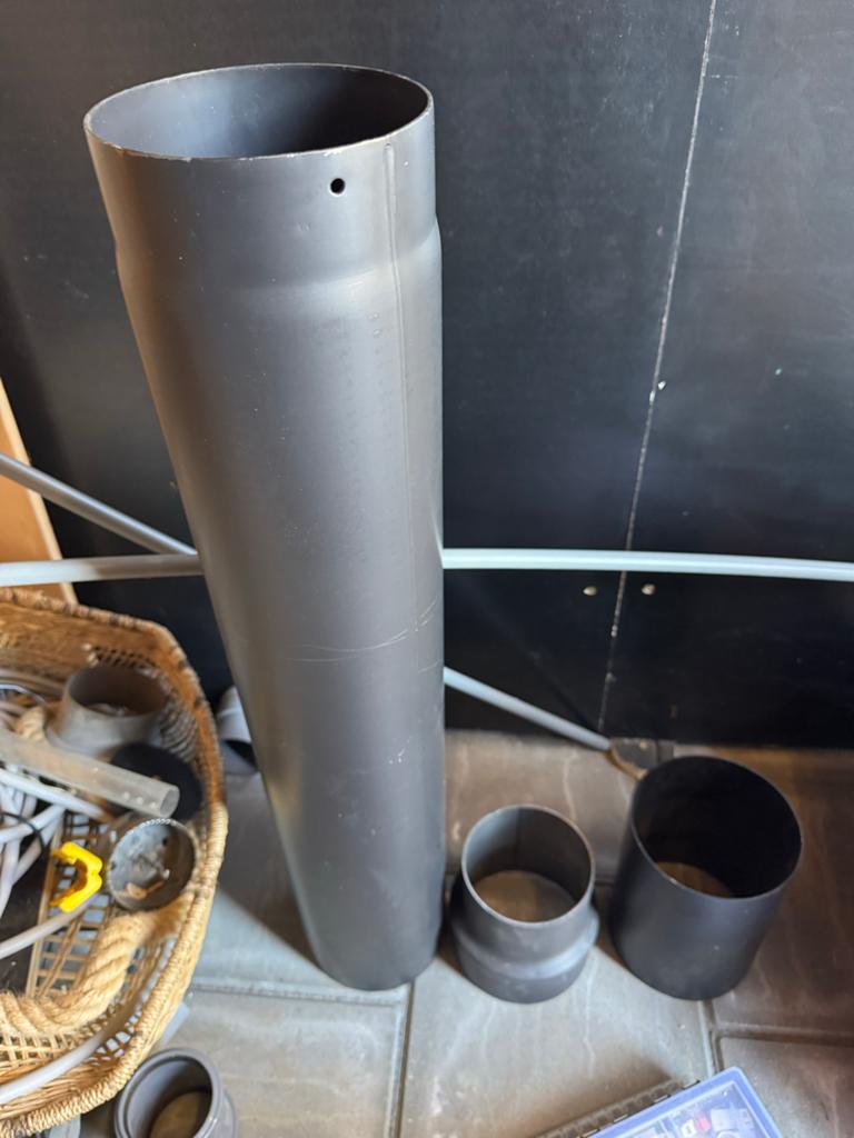 Nieuwe dikwandige kachelpijp set 150mm met verloop, Ophalen of Verzenden, Zo goed als nieuw