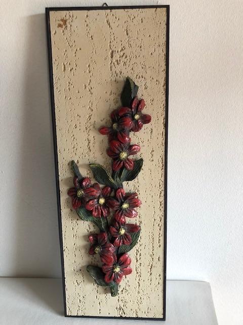 Retro wandplaat fleurige bloemen 70’s, Verzamelen, Retro, Huis en Inrichting, Ophalen