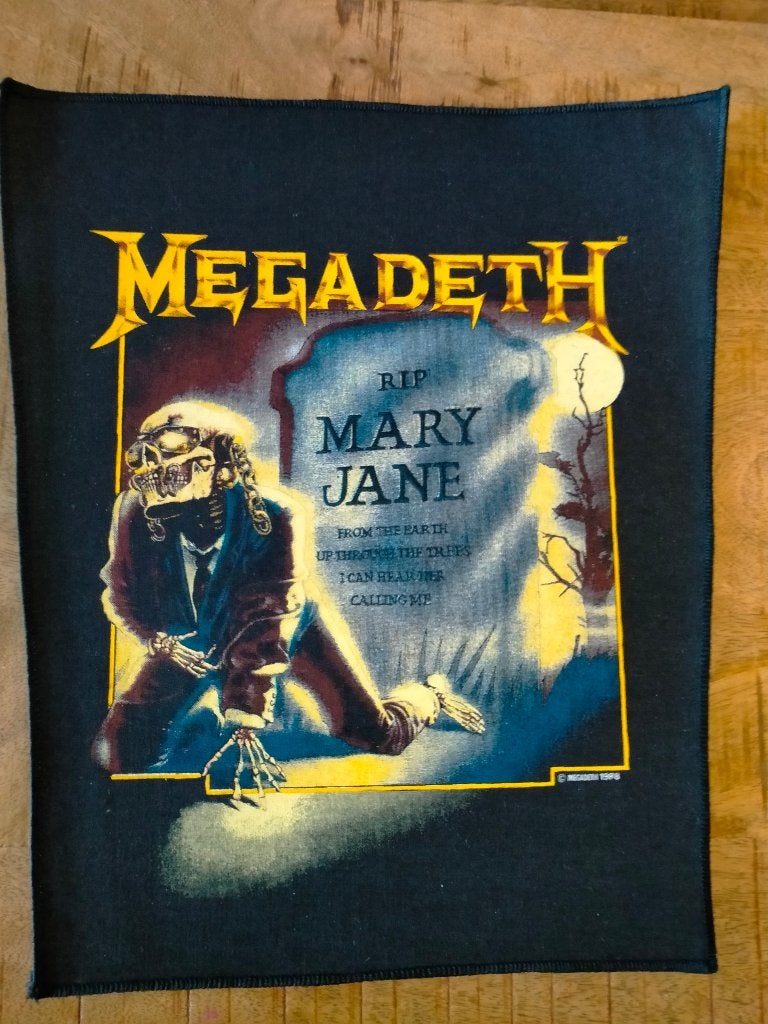 Megadeth Mary Jane 1988 vintage backpatch metal muziek RARE, Verzamelen, Ophalen of Verzenden, Zo goed als nieuw, Overige typen