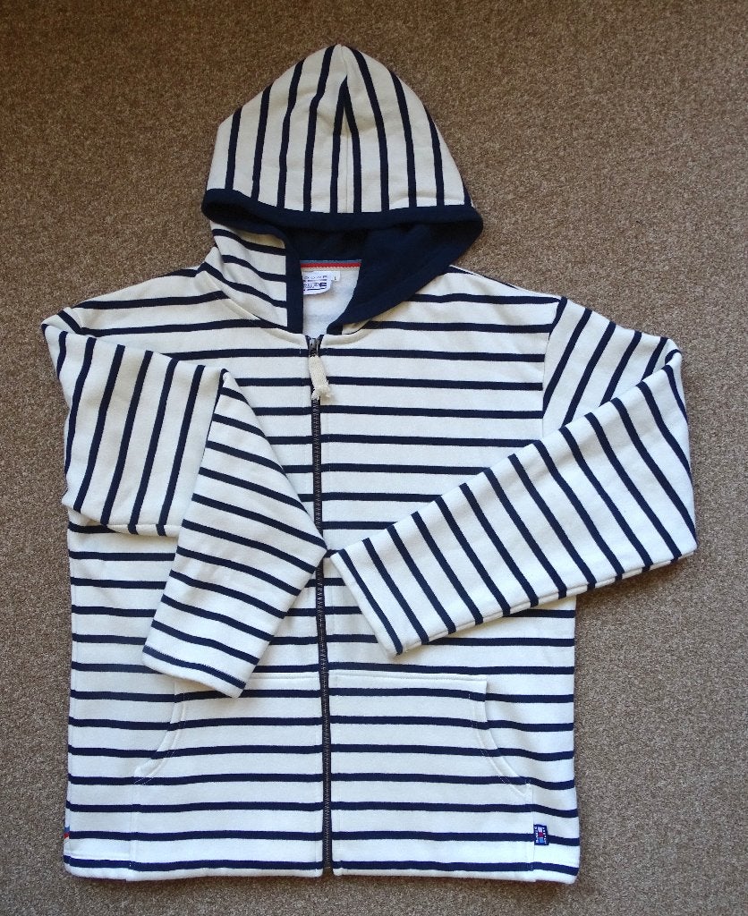 JACK IN BRETON STRIPE MET CAPUCHON maat L (46/48), Kleding | Dames, Jassen | Zomer, Nieuw, Maat 46/48 (XL) of groter, Wit, Ophalen of Verzenden