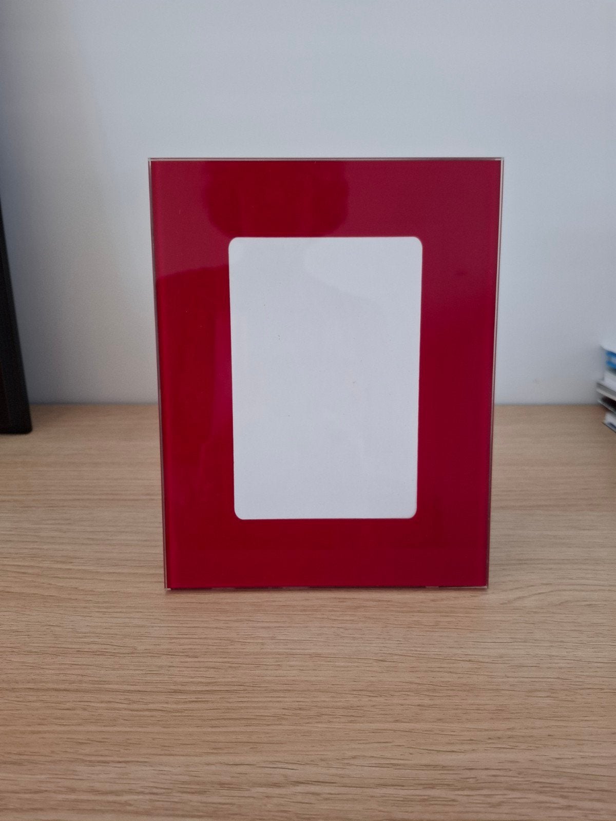 Moderne glazen fotolijst rood - 22,5x18 cm, Ophalen, Met glas, Standaard fotolijst, Rood