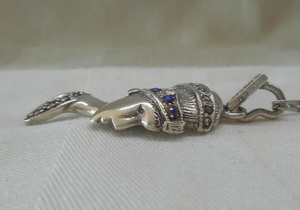 Zilveren ketting met Nefertiti hanger nr.658, Met hanger, Gebruikt, Verzenden, Zilver
