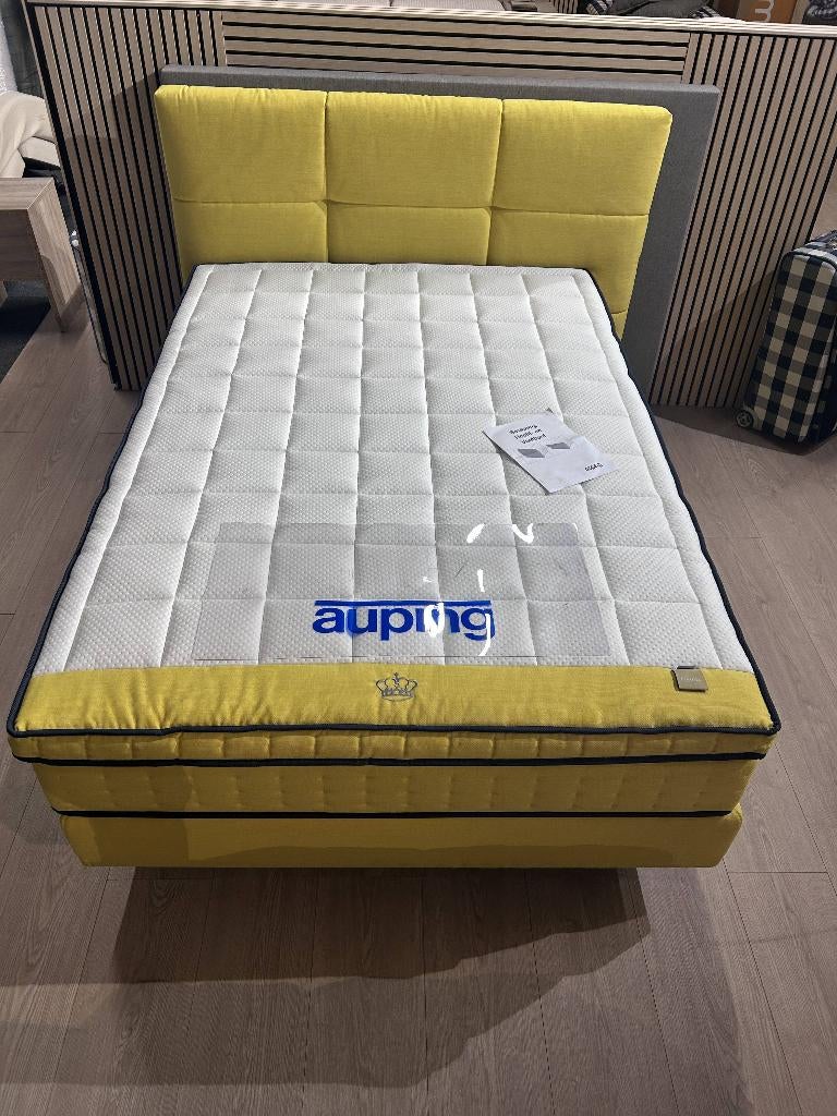 Luxe Auping Kiruna Boxspring 140x200 'Firm' Inclusief Topper, Huis en Inrichting, Ophalen, Nieuw, 140 cm, Twijfelaar