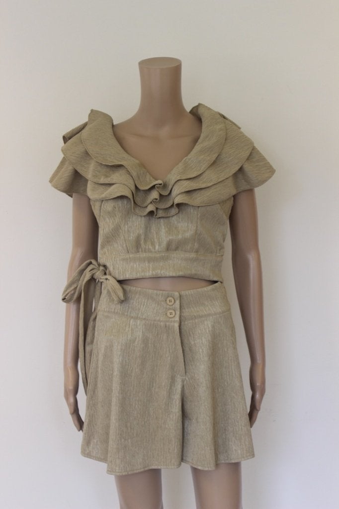 NIEUW Just Dai beige set van top en broekje maat S, ., Beige, Ophalen of Verzenden, .
