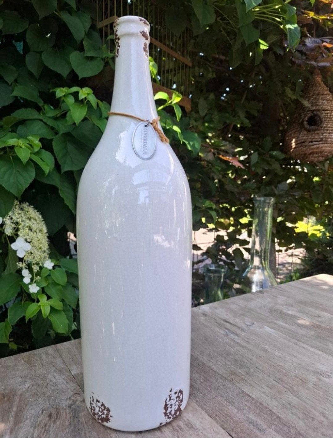 Riverdale decoratieve fles - Wit craquelé, Ophalen, Wit