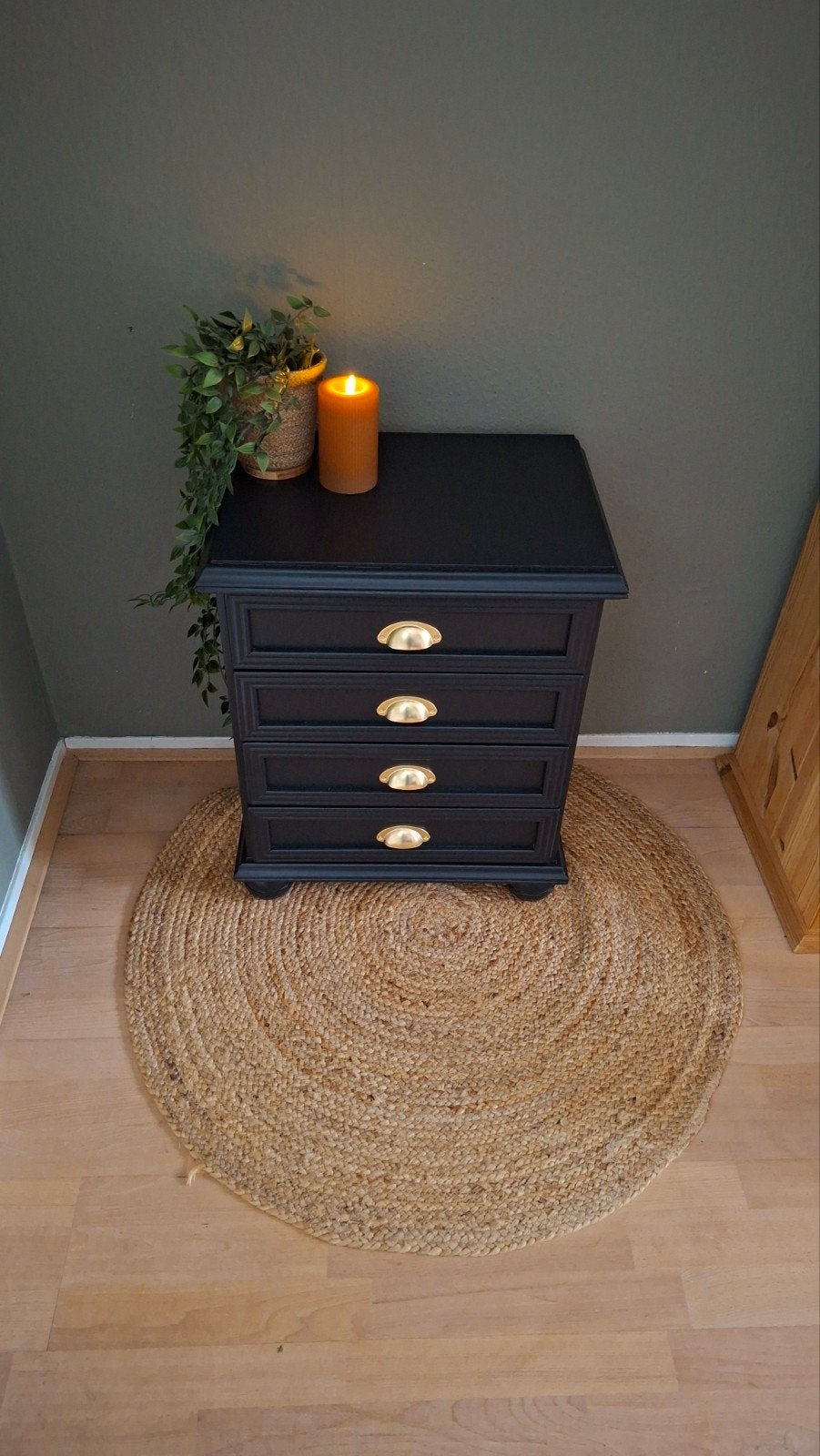 Prachtig ladekastje handgemaakt donkerblauw, Ophalen, 50 tot 100 cm, Zo goed als nieuw, Minder dan 100 cm