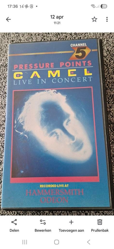 Camel - Pressure Points VHS (Live in Concert), Cd's en Dvd's, VHS | Film, Alle leeftijden, Ophalen of Verzenden, Gebruikt, Overige genres
