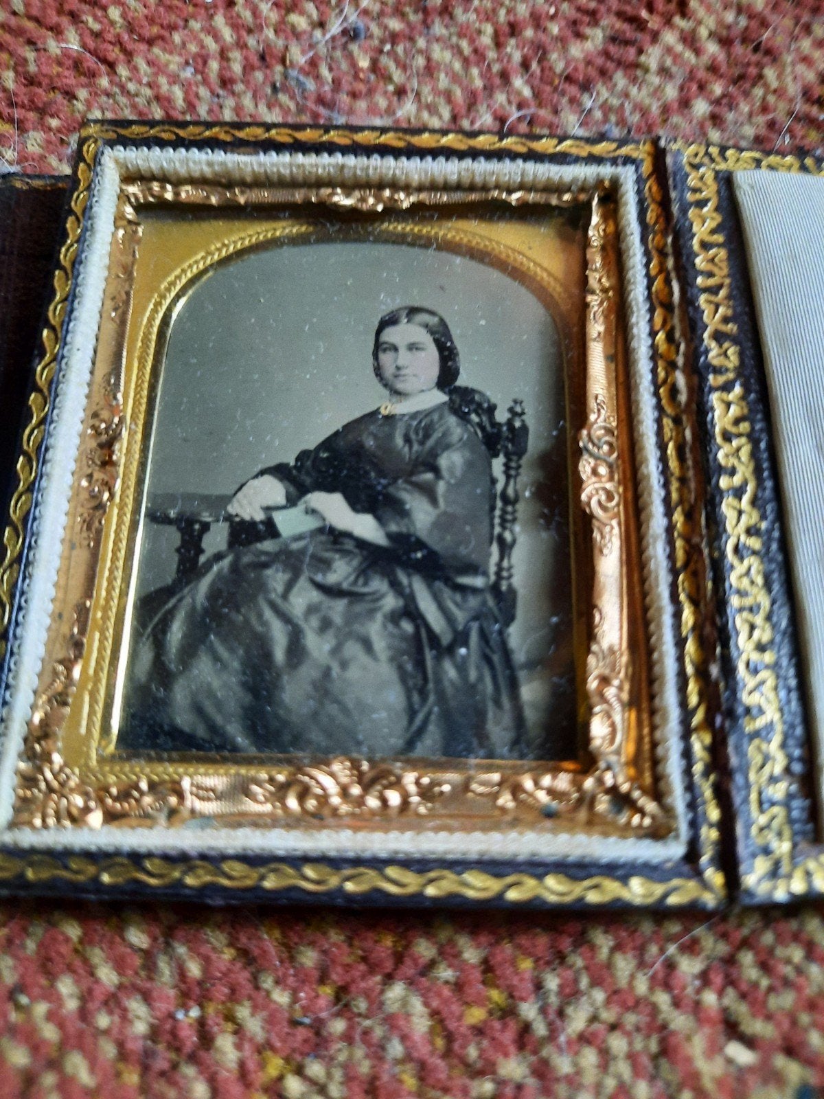 Antieke reisfoto in leren boekje met goudvergulde rand, Gebruikt, Foto, Ophalen of Verzenden, Voor 1940