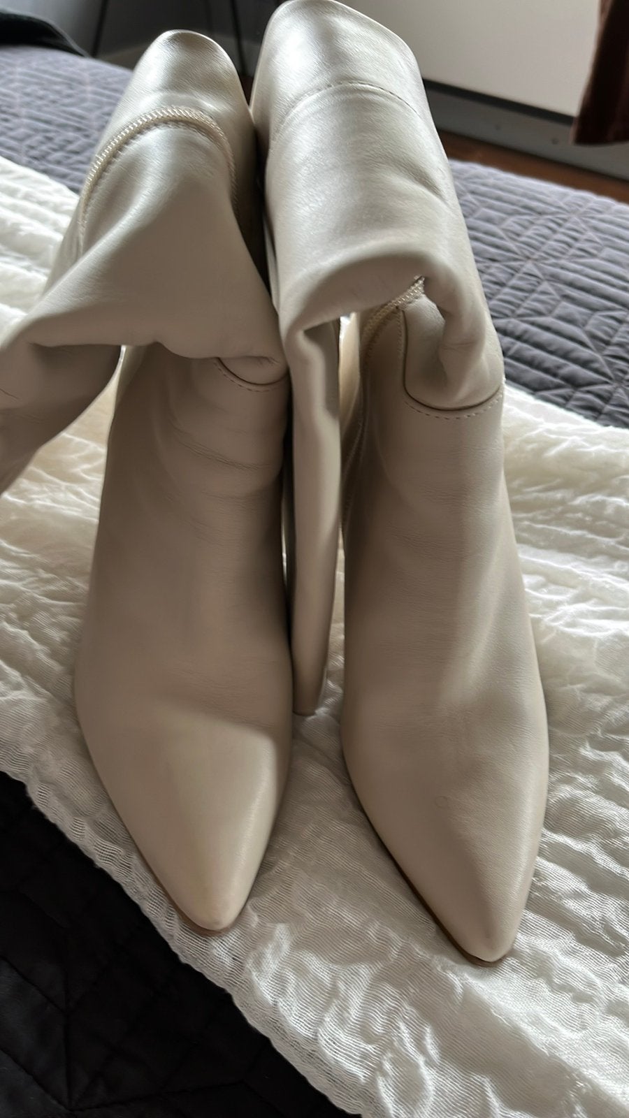 Laarzen, leer, Ophalen of Verzenden, Zo goed als nieuw, Beige, Hoge laarzen