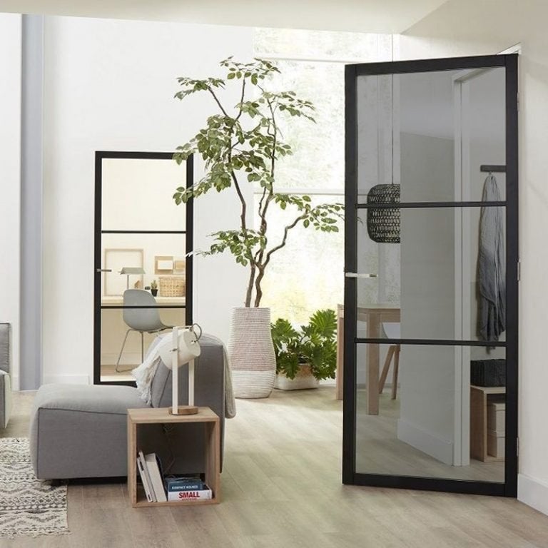Zwarte Industriële binnendeuren met glas | staallook, Doe-het-zelf en Verbouw, Deuren en Horren, Niet ingevuld, 80 tot 100 cm