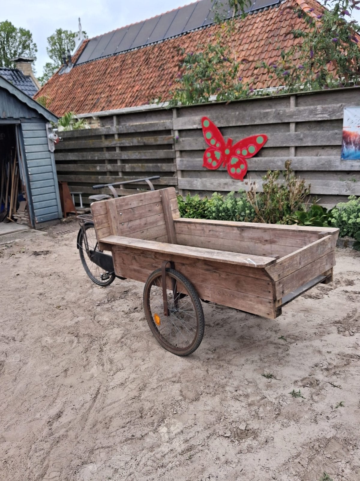 Unieke Vintage Bakfiets - Perfect voor Tuin of Decoratie, Fietsen en Brommers, Fietsen | Bakfietsen, Terugtraprem, Gebruikt, Goederen