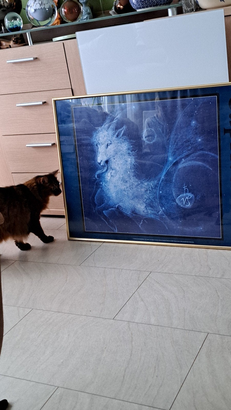 Fotolijst 60x90 cm goudkleur rand. Met Steenbok poster, Ophalen, Zo goed als nieuw, Foto of Poster, 75 – 100