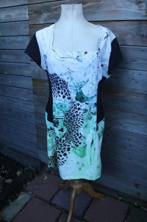 Jurk zwart/ creme/ groen/ blauw Etoile du Monde mt 6 (XL) V, Kleding | Dames, Jurken, Etoile, Blauw, Maat 46/48 (XL) of groter
