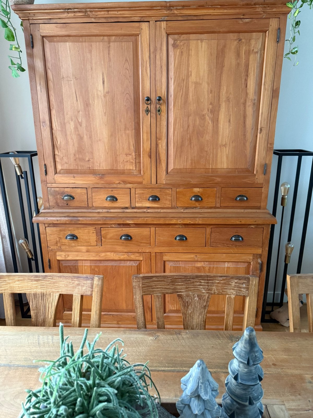 Kast en tafel met 6 stoelen, Ophalen, Gebruikt, 120 tot 170 cm, 40 tot 80 cm