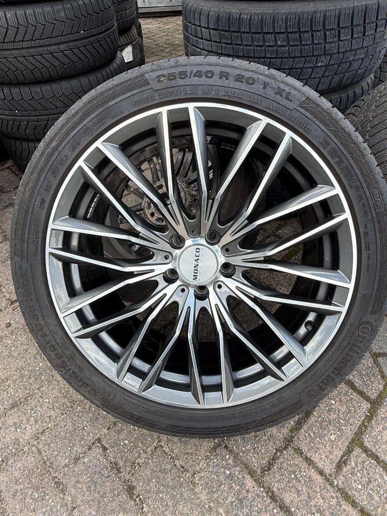 20 inch Monaco GP2 Velgenset Continental Zomerbanden, Ophalen, Gebruikt, 255 mm, Banden en Velgen