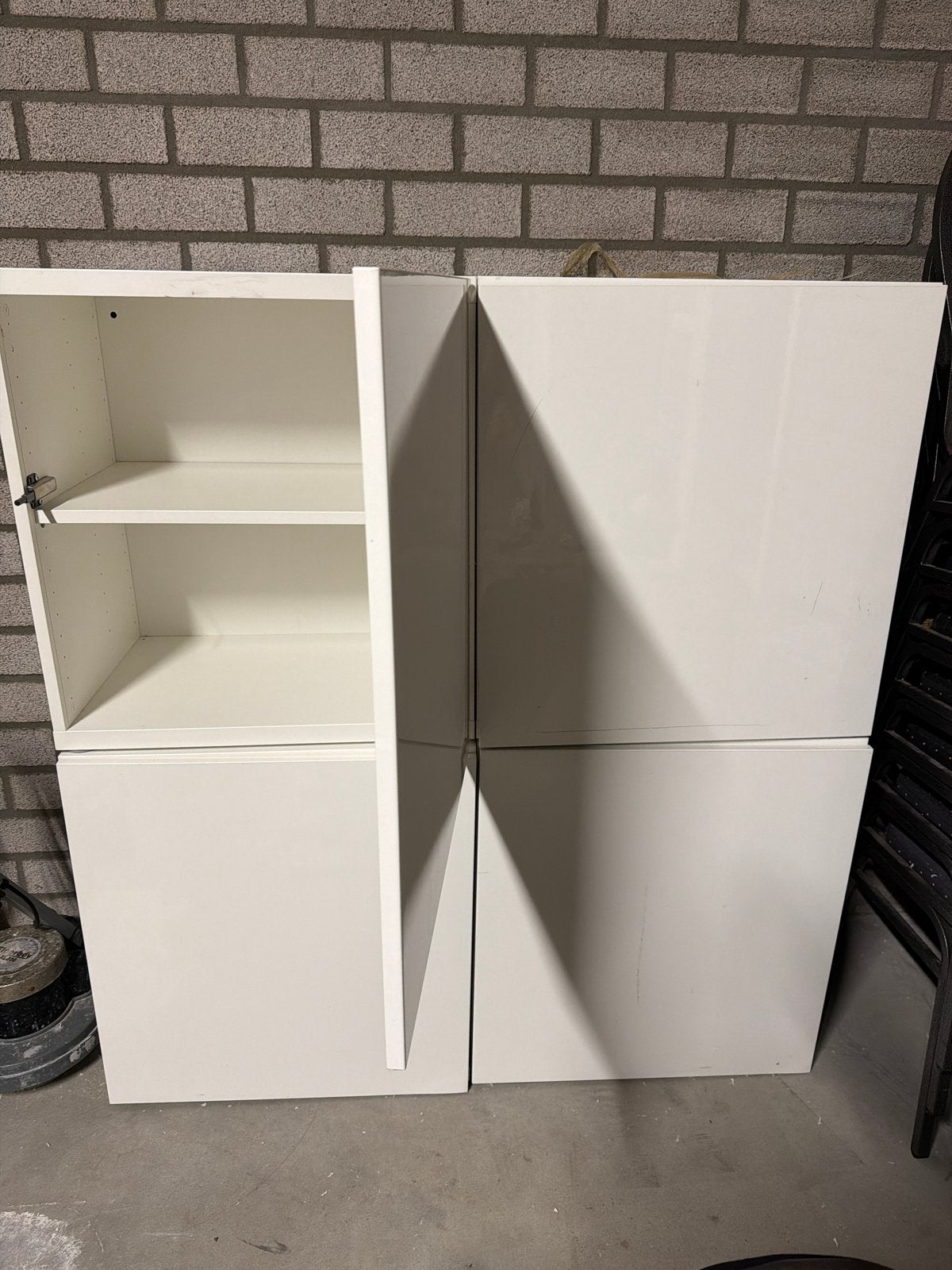 4 hoogglans opbergkasten met plank, Ophalen of Verzenden, Gebruikt