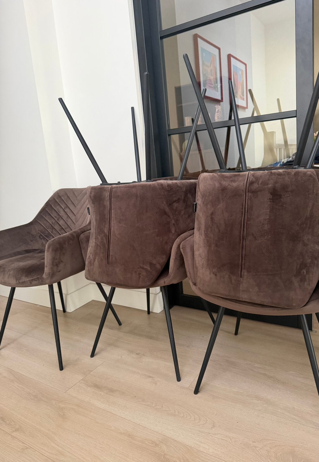 Set 5 eetkamerstoelen ( prijs voor 5), Huis en Inrichting, Ophalen, Gebruikt, Bruin, Vijf, Zes of meer stoelen